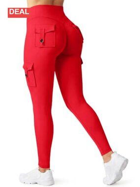 High Waisted Cargo Leggings Seamless Butt Lifting Yoga Pants Pockets